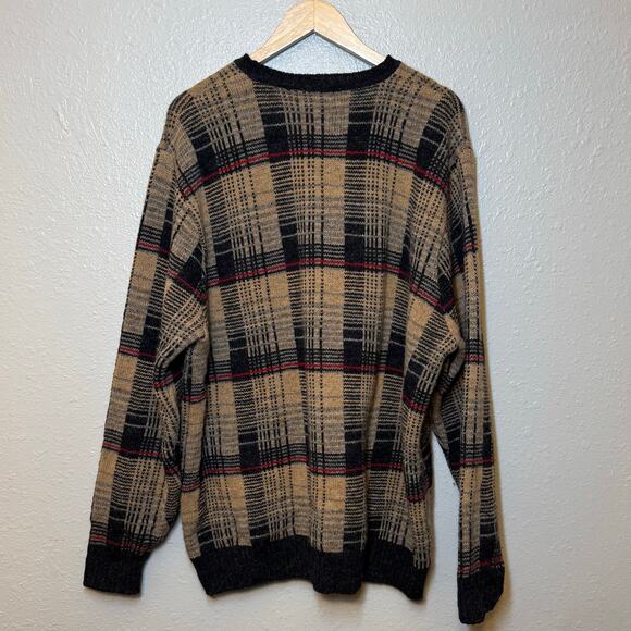 Lands’ End VTG Sweater 100% Shetland Wool Made In Scotland Plaid Check Mens’s XL - Picture 8 of 8